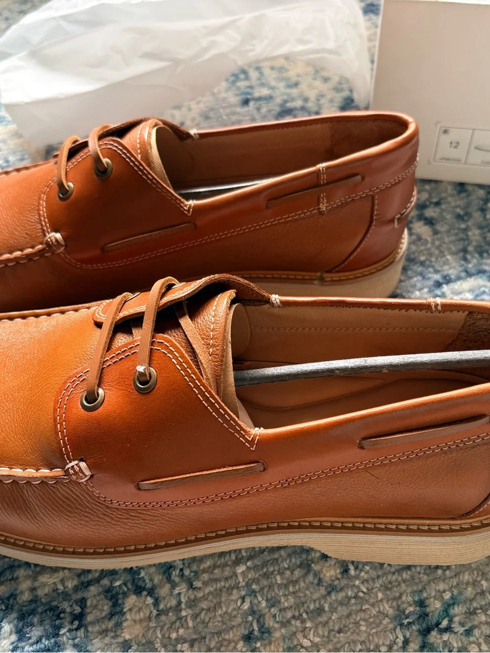 Donald Pliner Fostertc Leather Boat Shoe whiskey tumbled calf size 12 men's